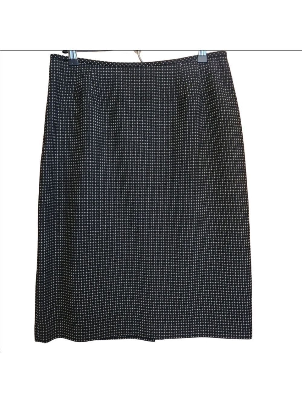 KASPER BLACK WHITE TEXTURED CROSSHATCH MIDI SKIRT SIZE 12 SEPARATES LIKE NEW